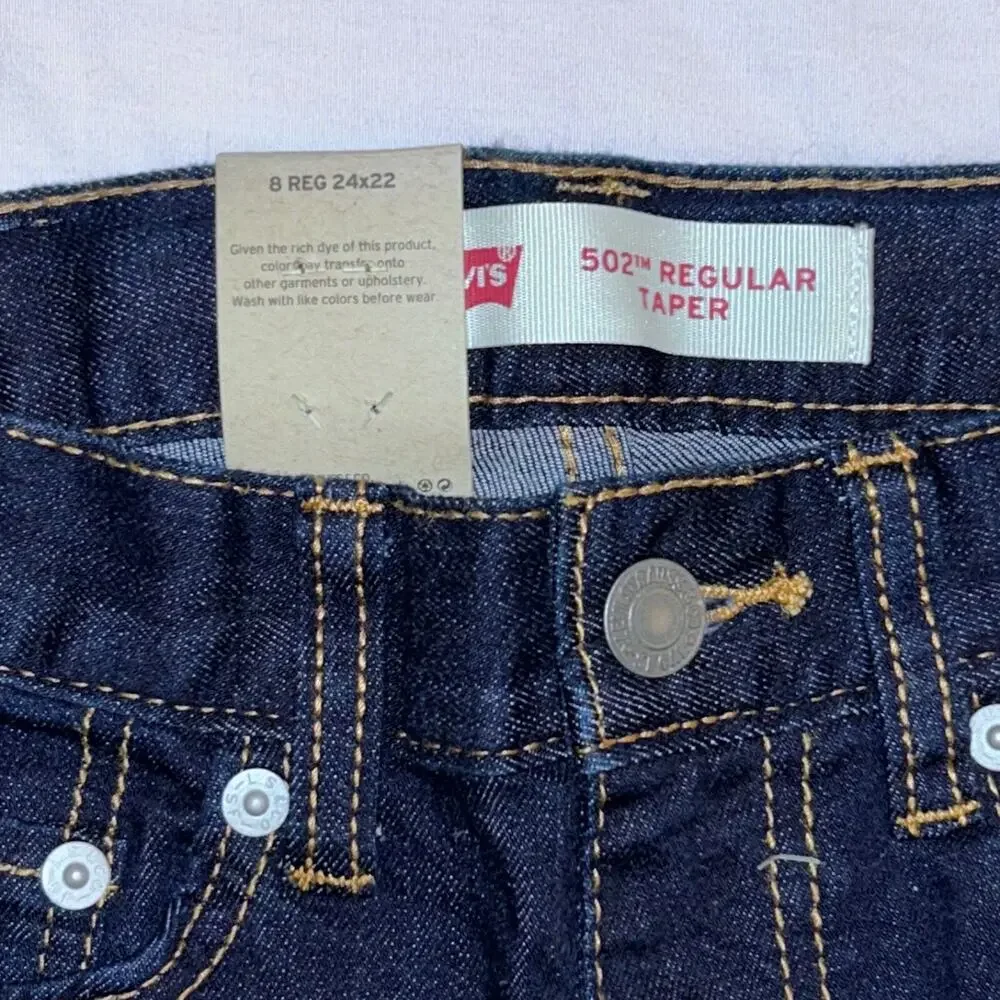Levi's 502 Regular Taper Stretch Jeans Size 8 Reg 24W 22L NWT